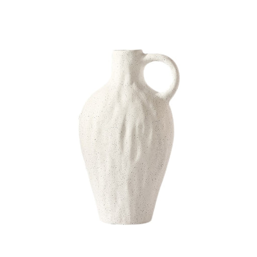 Nordic Frosted Matte Dot Ceramic Vase with Handle-2