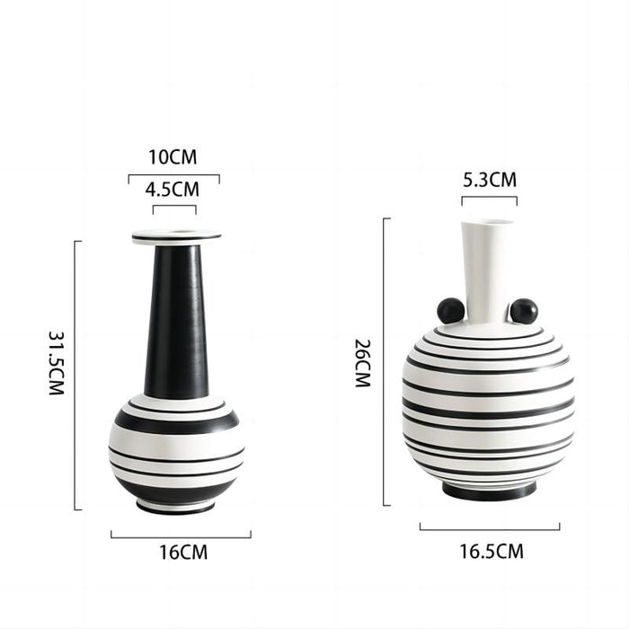 Nordic Horizontal Striped Abstract Art Ceramic Vase-5