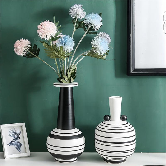Nordic Horizontal Striped Abstract Art Ceramic Vase-6