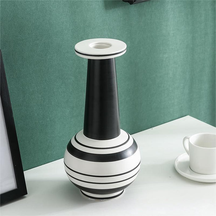 Nordic Horizontal Striped Abstract Art Ceramic Vase-9