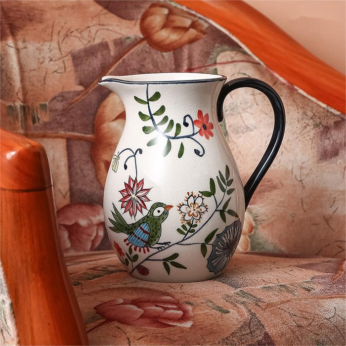 Rural Natural Hand-Painted Porcelain Vase with Handle-8