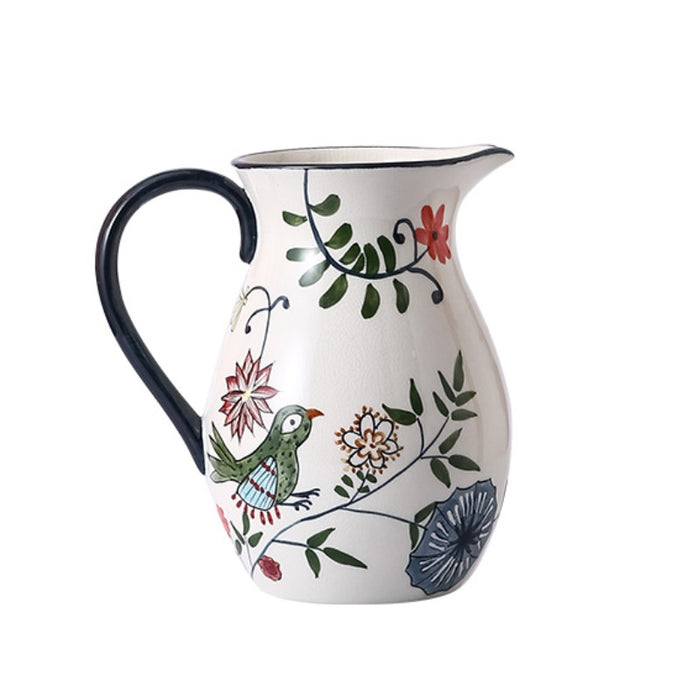 Rural Natural Hand-Painted Porcelain Vase with Handle-7