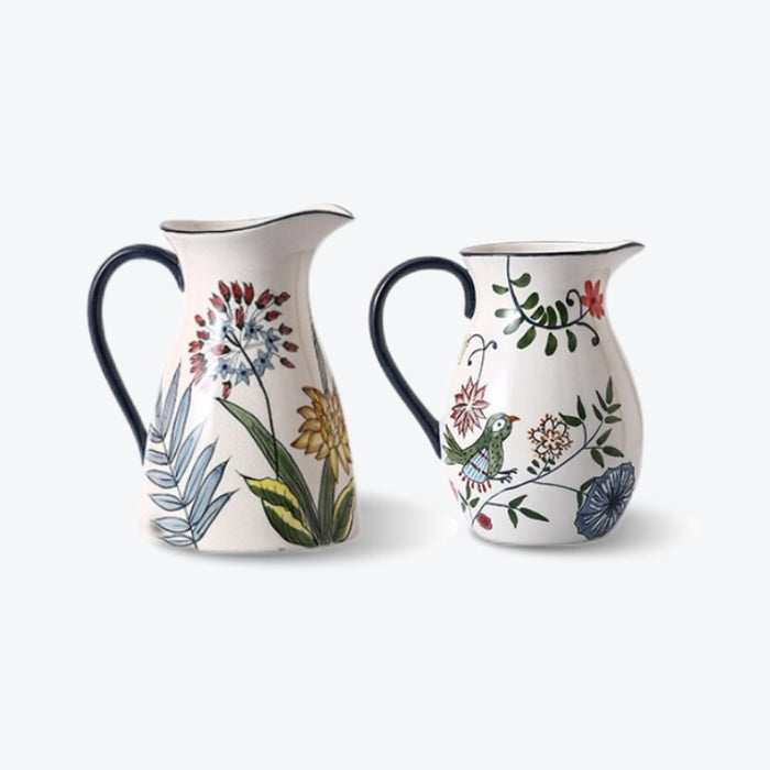 Rural Natural Hand-Painted Porcelain Vase with Handle-1