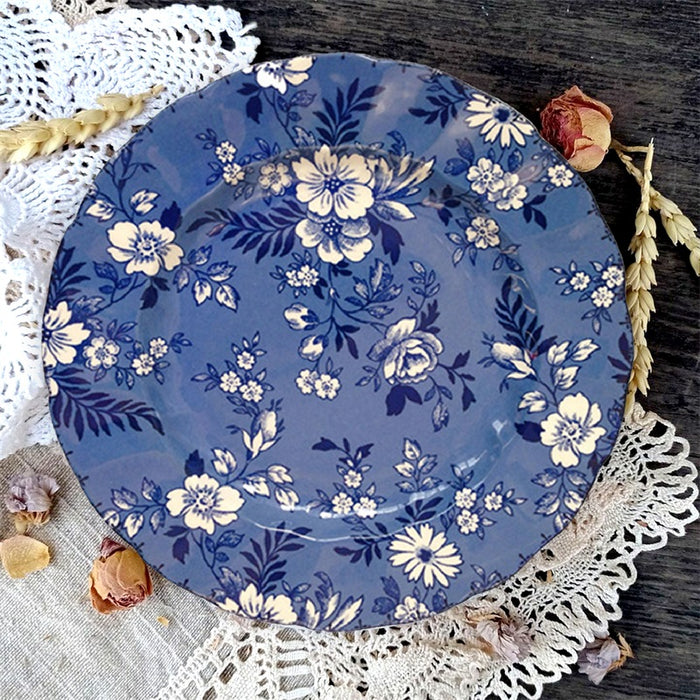 Vintage Floral Wave Edge Dinner Plate-3