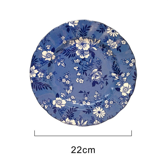 Vintage Floral Wave Edge Dinner Plate-4