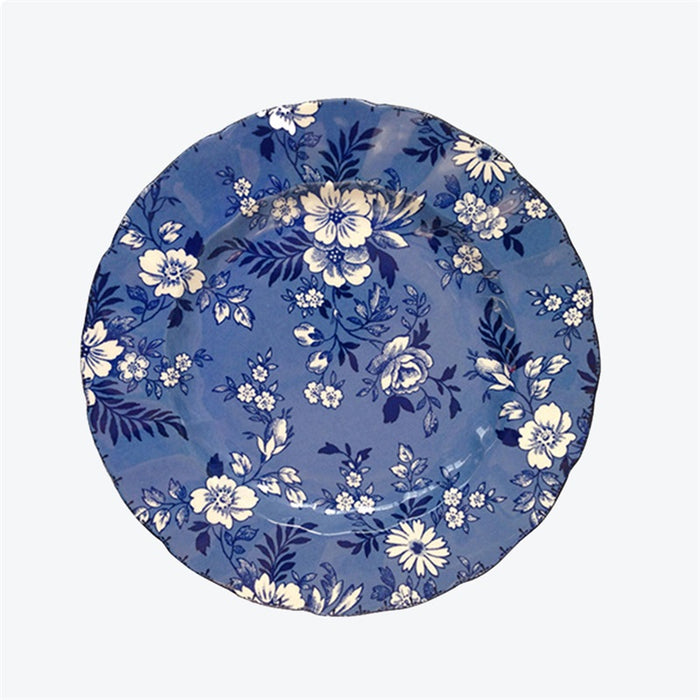 Vintage Floral Wave Edge Dinner Plate-2