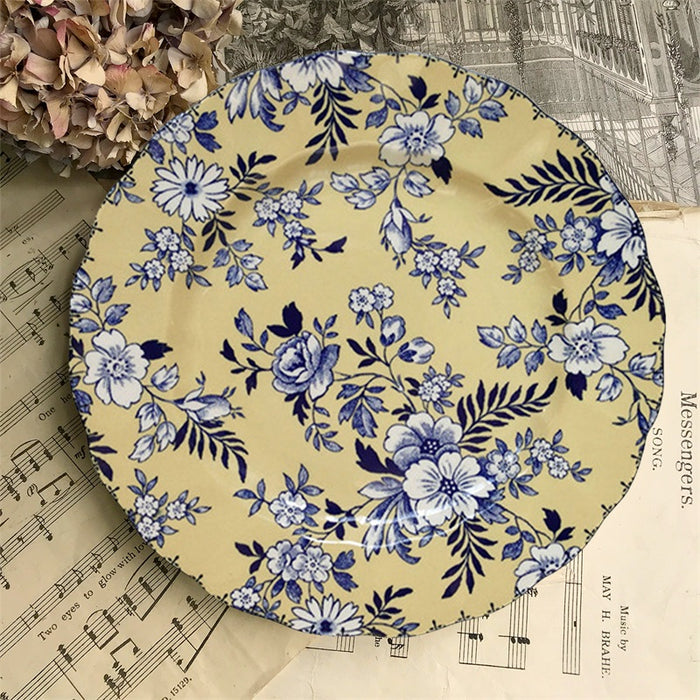 Vintage Floral Wave Edge Dinner Plate-6