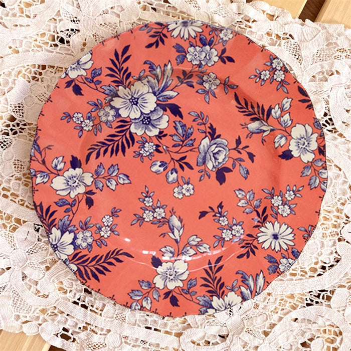 Vintage Floral Wave Edge Dinner Plate-8