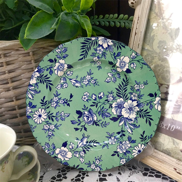 Vintage Floral Wave Edge Dinner Plate-10