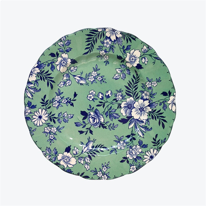 Vintage Floral Wave Edge Dinner Plate-9