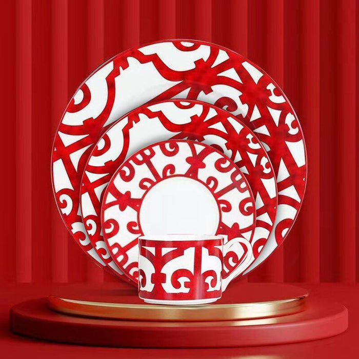 Red Bow Bone China Dinnerset with Coffee Cup,Dinner Plate-2