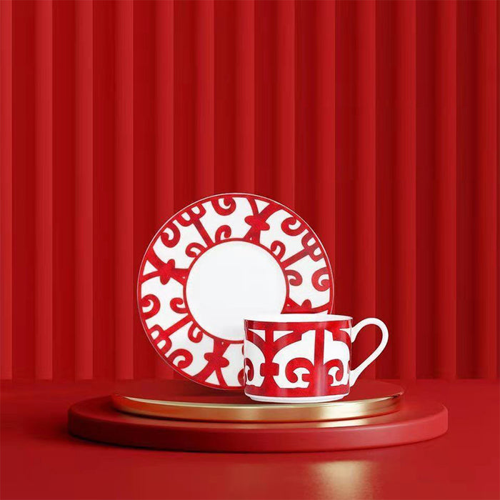 Red Bow Bone China Dinnerset with Coffee Cup,Dinner Plate-5
