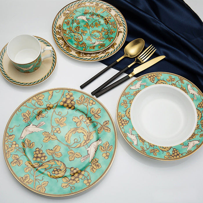 Flower Bird Bone China Dinnerset with Coffee Cup,Dinner Plate-4