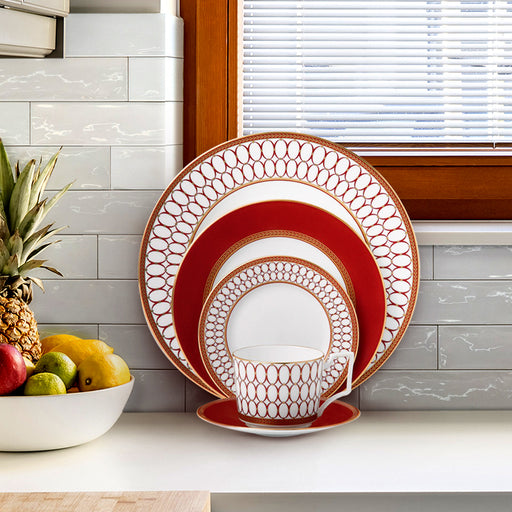 Red Modern Bone China Dinnerset with Coffee Cup,Dinner Plate-2