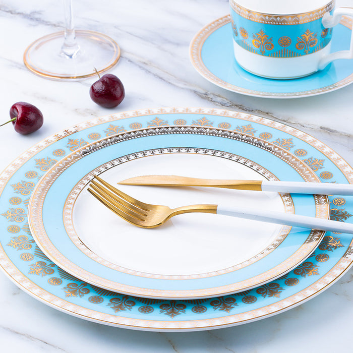 Gold Leaf Bone China Dinnerset with Coffee Cup,Dinner Plate-2