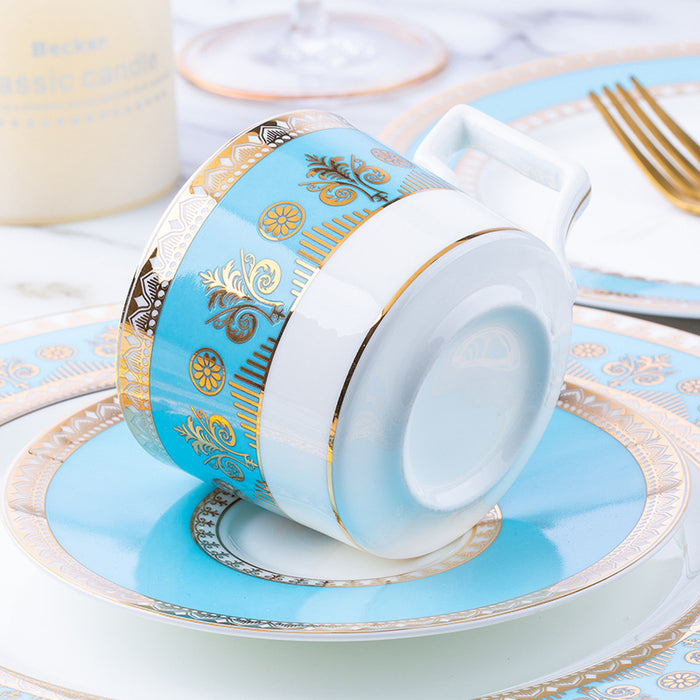 Gold Leaf Bone China Dinnerset with Coffee Cup,Dinner Plate-5