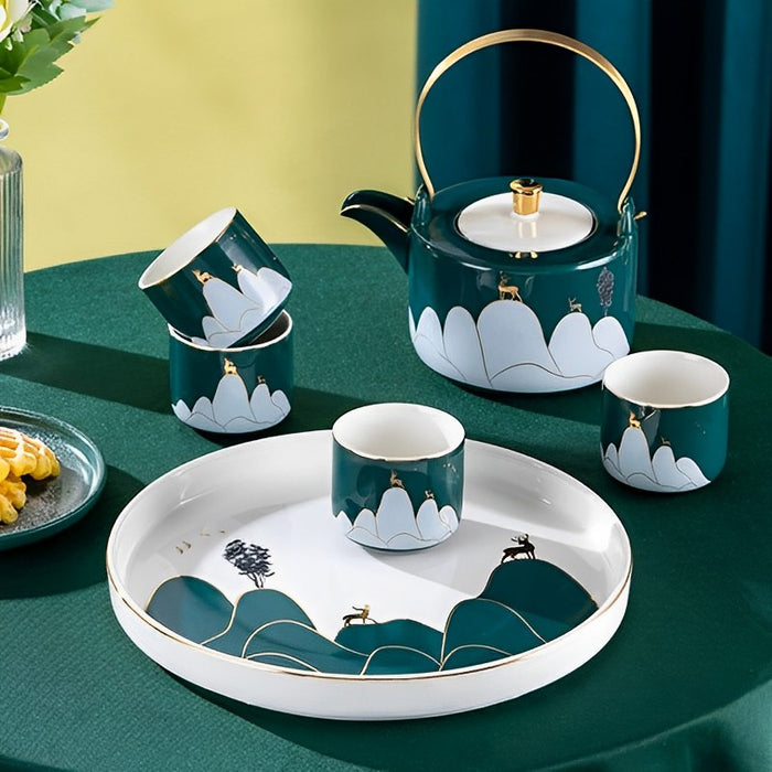 Japanese Mountain Ceramic Tea Set-7