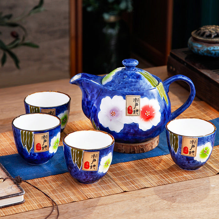 Japanese Seto Yaki Flower Tea Set-2