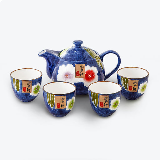 Japanese Seto Yaki Flower Tea Set-1