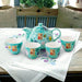 Japanese Seto Yaki Flower Tea Set-7