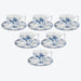 Chinese Blue Flower and Peacock Ceramic Cup and Saucer Set of 6-5