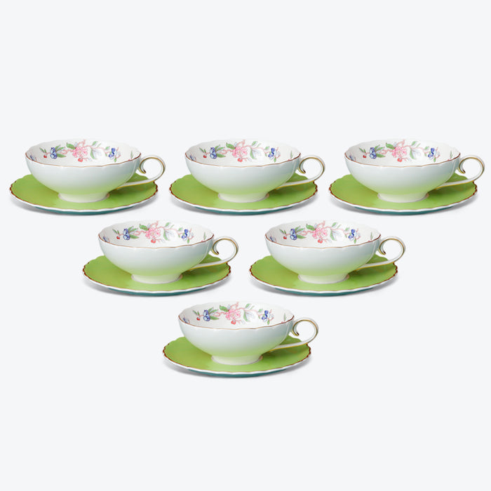 Macaron Colors Bone China Coffee Cup and Saucer Set of 6-3