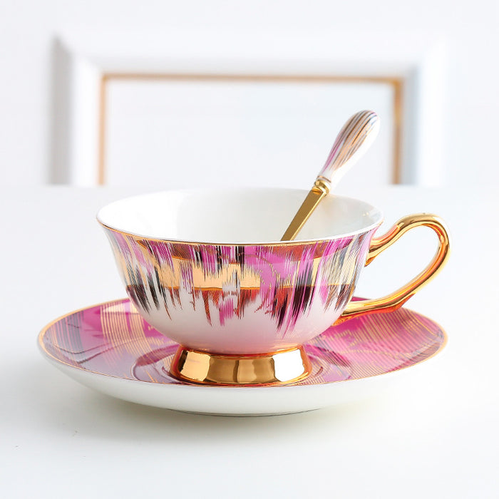 Royal Auroral Design Bone China Coffee Cup and Saucer Set of 2-5