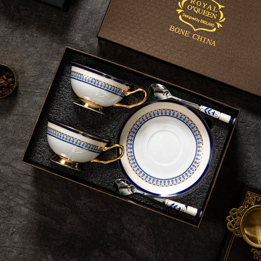 Golden Rim Bone China Coffee Cup and Saucer Set of 2-2