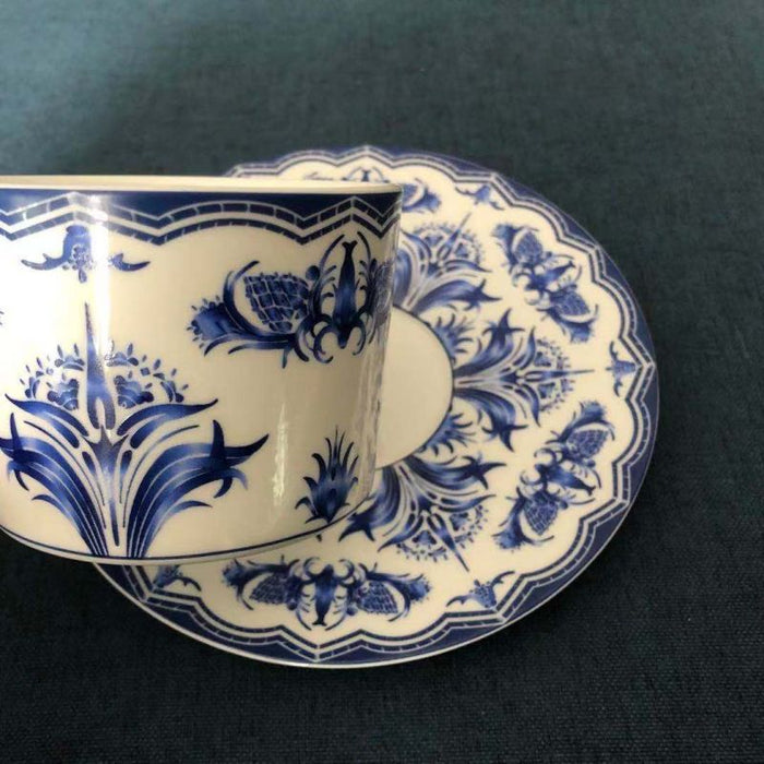 Blue Flower Bone China Coffee Cup and Saucer Set of 6-4