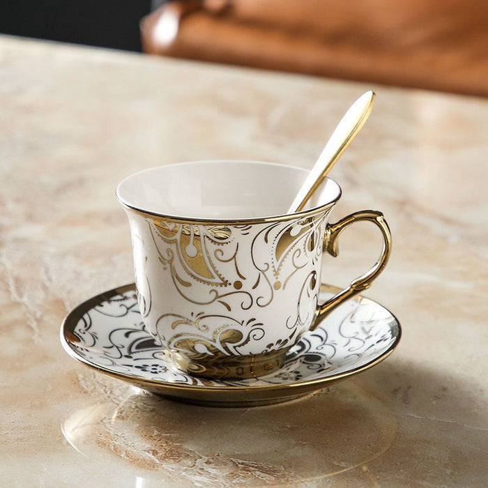 Golden Pattern Turkish Style Coffee Cup and Saucer Set-6