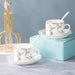 White Golden Rim Ceramic Coffee Cup and Saucer Set-9
