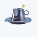 Solid Color Ceramic Coffee Cup with Lotus Leaf Design Saucer-7