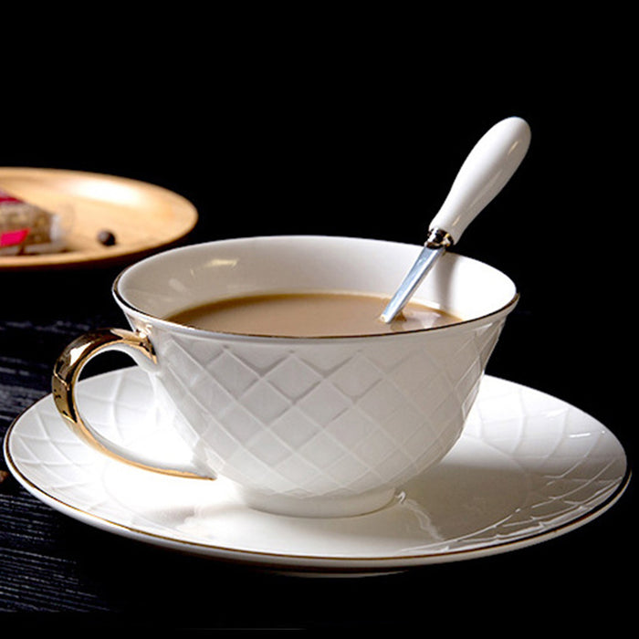 Nordic White Bone China Coffee Cup and Saucer Set-3