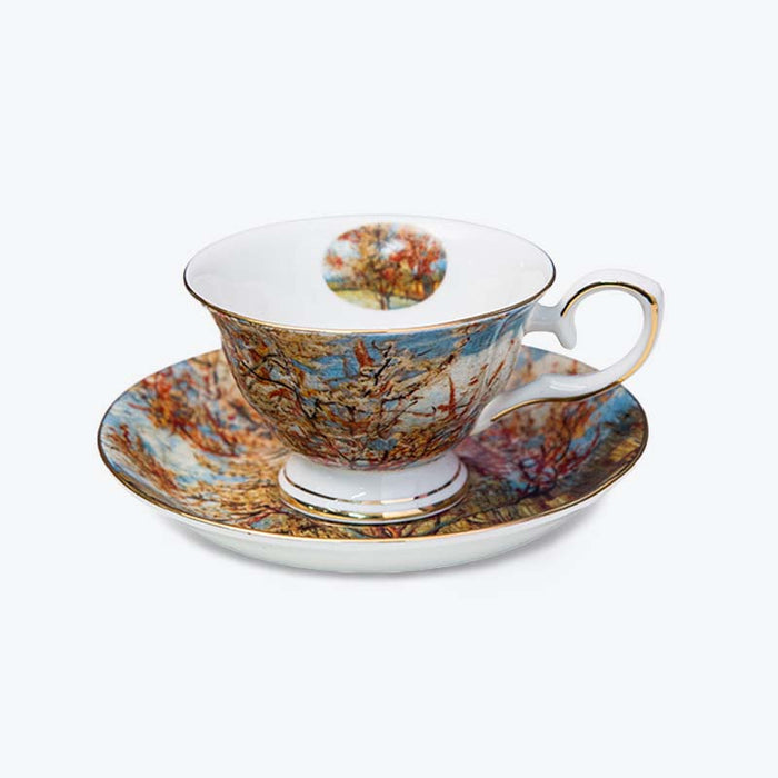 British Oil Painting Coffee Cup and Saucer Set-1