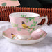 Cuckoo Bird and Flowers Bone China Coffee Cup and Saucer Set-2