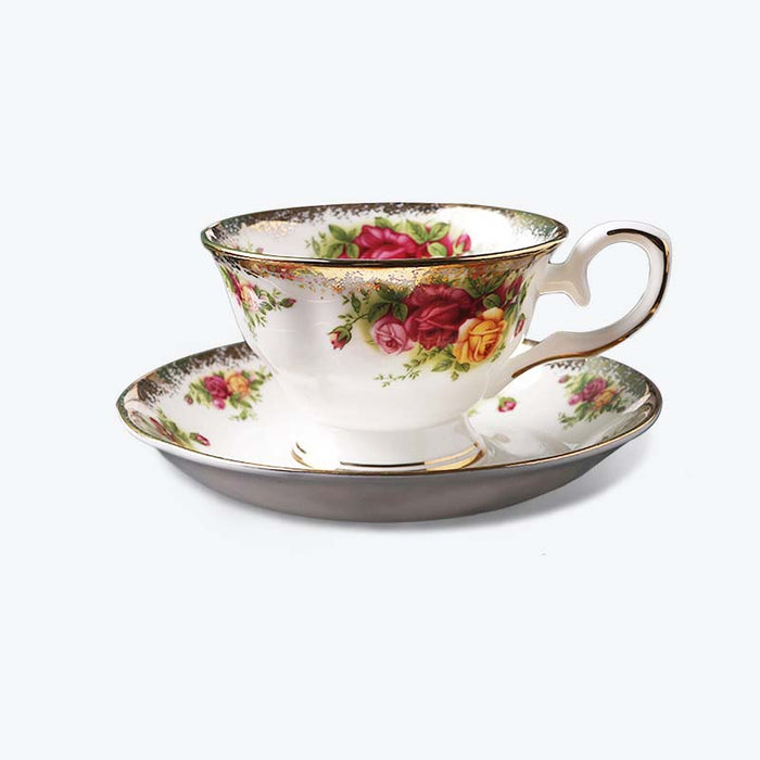 English Rose Bone China Coffee Cup and Saucer Set-1