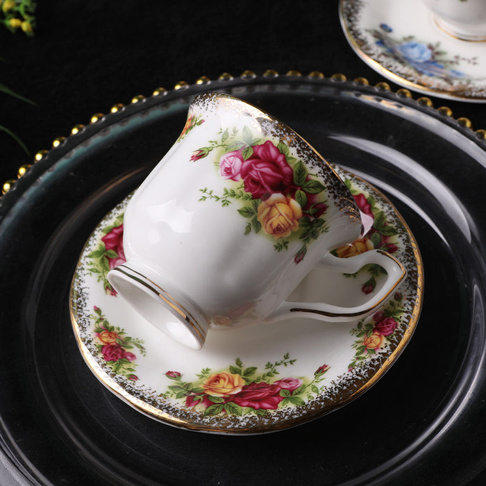 English Rose Bone China Coffee Cup and Saucer Set-7
