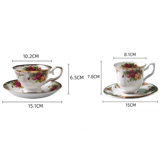 English Rose Bone China Coffee Cup and Saucer Set-8