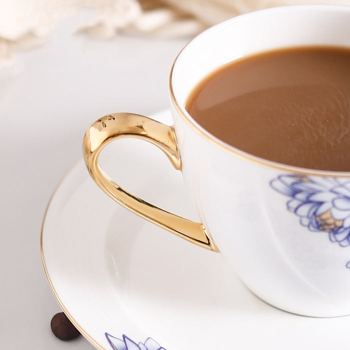 Blue Iris Bone China Coffee Cup and Saucer Set-3