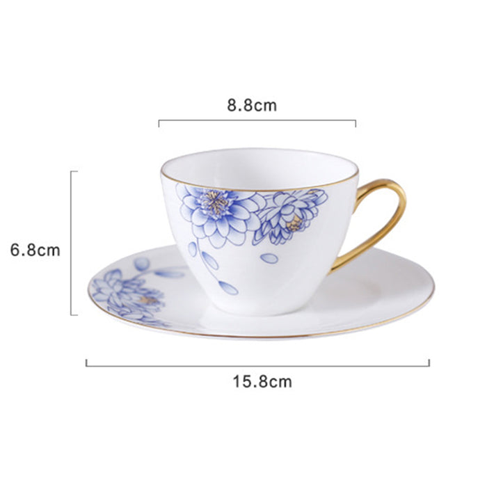 Blue Iris Bone China Coffee Cup and Saucer Set-4