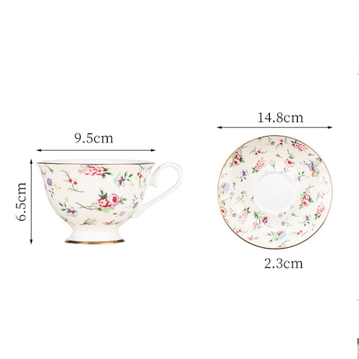 Golden Rim Pastoral Flowers Cup and Saucer Set-3