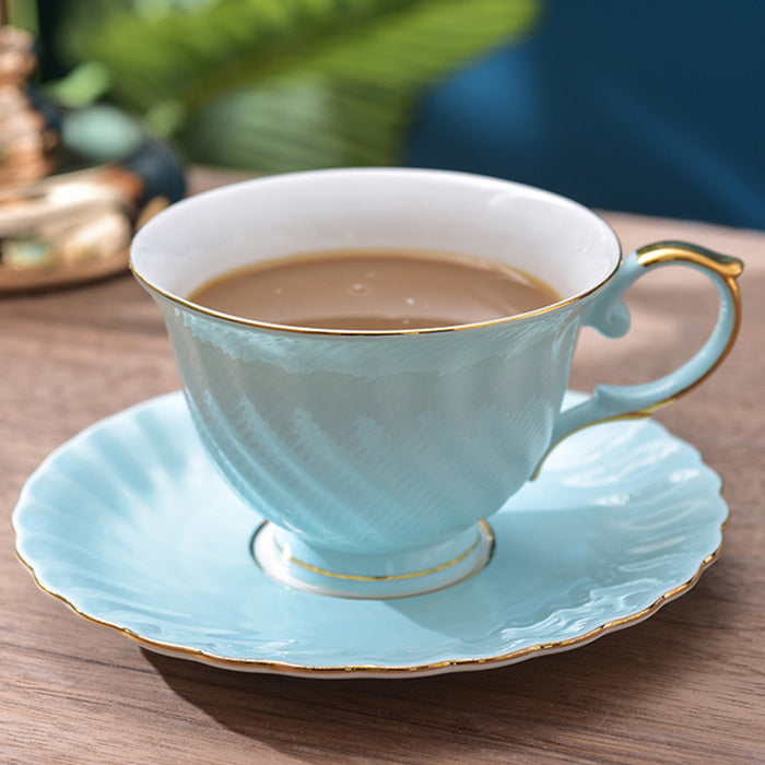 Rotating Stripe Bone China Coffee Cup and Saucer Set-2