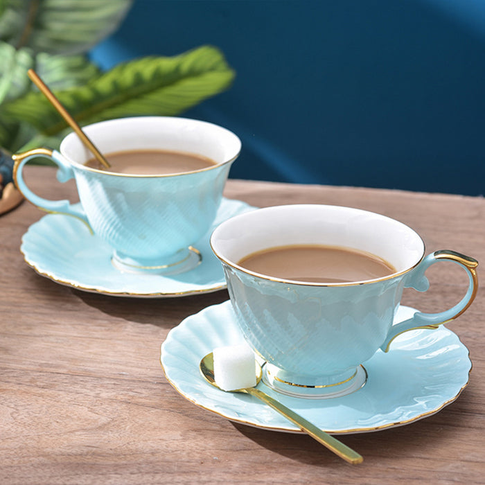 Rotating Stripe Bone China Coffee Cup and Saucer Set-3