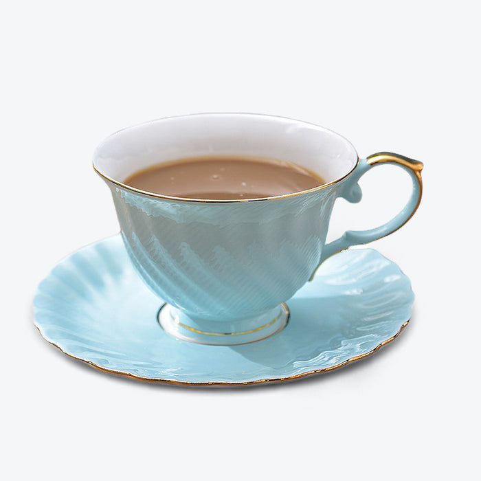 Rotating Stripe Bone China Coffee Cup and Saucer Set-1
