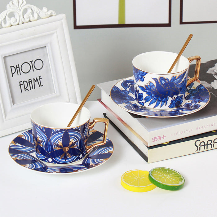 Vintage Golden Rim Hand-painted Coffee Cup and Saucer Set-3