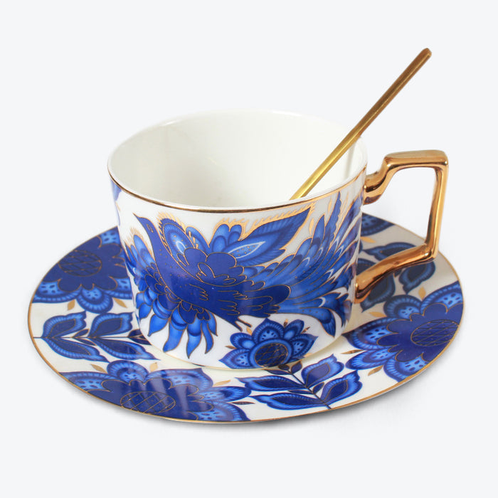 Vintage Golden Rim Hand-painted Coffee Cup and Saucer Set-2