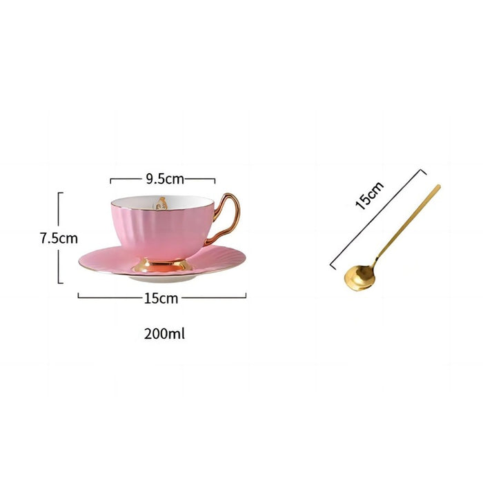 Petal Shape Bone China Coffee Cup and Saucer Set of 2-4