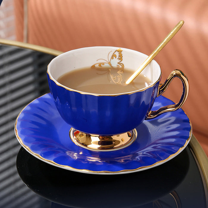 Petal Shape Bone China Coffee Cup and Saucer Set of 2-7