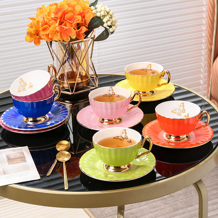 Petal Shape Bone China Coffee Cup and Saucer Set of 2-10