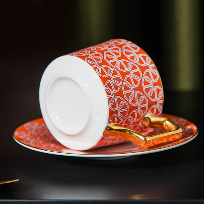 Geometric Figure Designed Fine Bone China Cup and Saucer Set-3